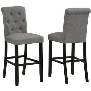 DOMETOUR Button Tufted Barstool Solid Wood Bar Stool Set of 2 - 1 of 4