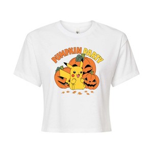 Women's - Pokémon - Pumpkin Party- Junior's Cropped Graphic T-Shirt Cropped Graphic T-Shirt - 1 of 4