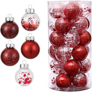 30 Pcs Christmas Ball Ornaments,2.36 in/6 cm Christmas Balls,Christmas Plastic Decorative Baubles - 1 of 4