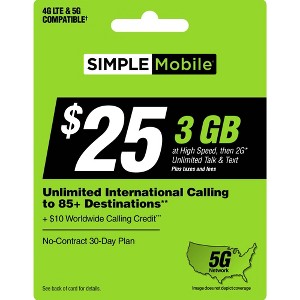 Simple Mobile Unlimited Talk/Text/Data Prepaid Card (Email Delivery) - 1 of 1