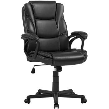 Yaheetech PU Leather Height Adjustable Office Chair with High Back,Black