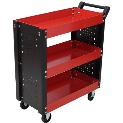 Vynxaria 3-Tier Rolling Tool Cart - Heavy-Duty Utility Cart with Pegboard for Easy Organization