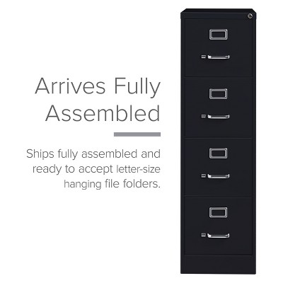 Black 52" 4-Drawer Lockable Vertical File Cabinet