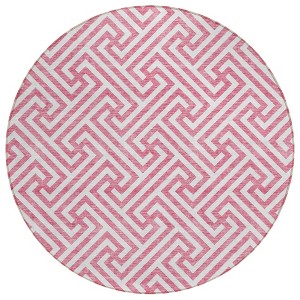 Pink And Ivory Geometric Washable Indoor Outdoor Area Rug - 1 of 4