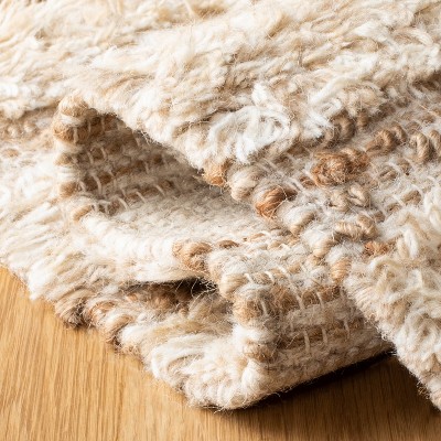 Ivory and Beige Flat Woven Wool Area Rug, 3' x 5'