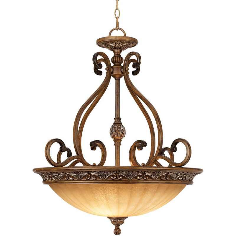 Kathy Ireland Sterling Estate Golden Bronze Pendant Chandelier 26 1/2" Wide Rustic Champagne Bowl Shade 3-Light Fixture for Dining Room Kitchen Island, 1 of 9