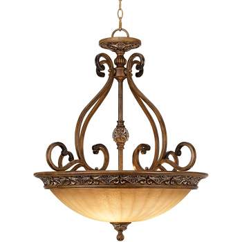 Kathy Ireland Sterling Estate Golden Bronze Pendant Chandelier 26 1/2" Wide Rustic Champagne Bowl Shade 3-Light Fixture for Dining Room Kitchen Island