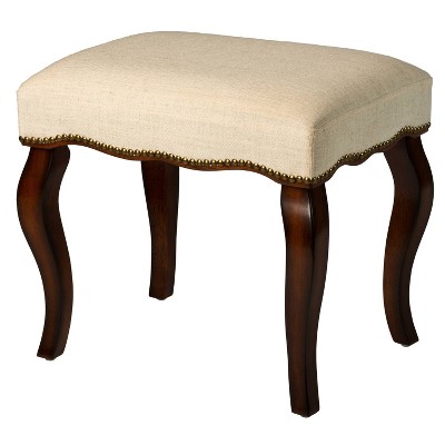 19" Hamilton Backless Upholstered Wood Vanity Stool Burnished Oak/Cream - Hillsdale Furniture