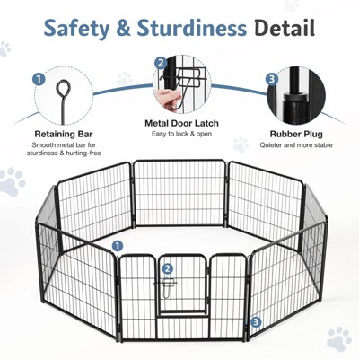 8-Panel Black Heavy Duty Metal Dog Exercise Pen