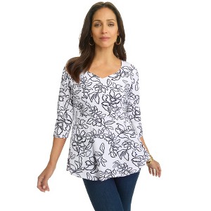 Jessica London Women's Plus Size Knit Crepe Sweetheart Neck Top - 1 of 4