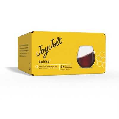 JoyJolt 15oz Clear Stemless Wine Glasses Set of 4
