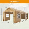 PE+ Steel Frame Carport Canopy, 10x20/12x20/13x20 FT Portable Garage with 4 Doors & 4 Windows, Waterproof Shelter in Gray/Khaki/White/Green - 3 of 4