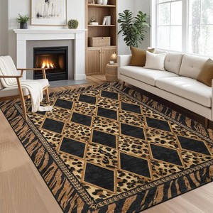 Leopard Print Runner Rug, Soft Non-Slip Washable for Hallway, Kitchen, Bedroom, Laundry - 1 of 4