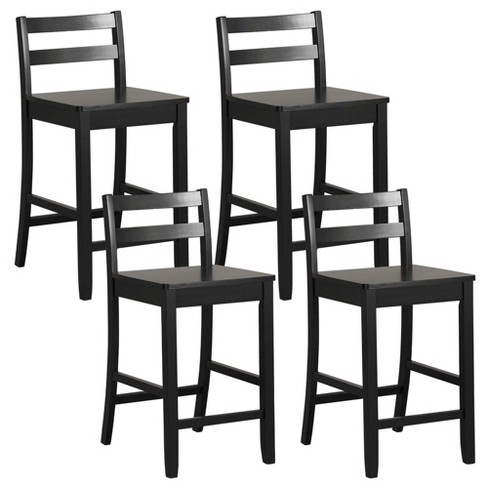 Costway 24-Inch Wooden Bar Stools Set of 4 with Ergonomic Backrest Counter Height Stools Black/White - image 1 of 4