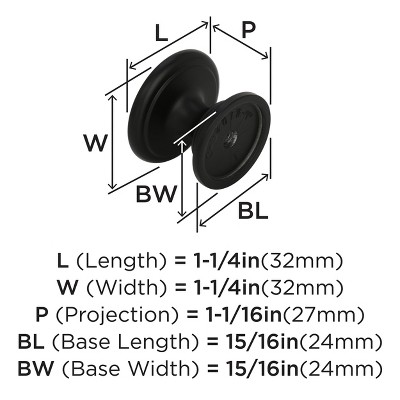 Matte Black Round Cabinet Knob Multipack, 1-1/4 inch Diameter