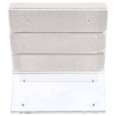 Ivory Bouclé Upholstered Armless Accent Chair with Clear Acrylic Frame