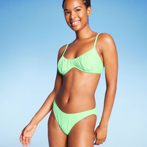 Women's Shirred Underwire Bikini Top - Wild Fable™ Light Green : Target