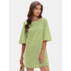 EXLURA Women's 2025 Summer Oversized Short Sleeve T Shirt Dress Casual Crew Neck Striped Tops Loose Sundress with Pockets - 3 of 4