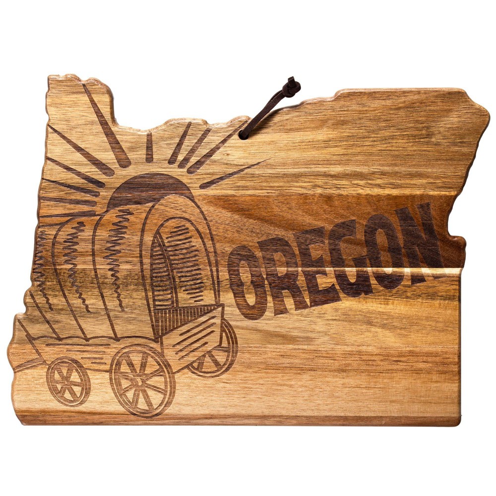 Photos - Chopping Board / Coaster Rock & Branch Origins Oregon Cutting Board Brown: Acacia, Lightweight, Stamped Design, 14.5"x10.75"