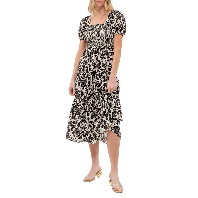 August Sky Women's Smocked Floral Midi Dress