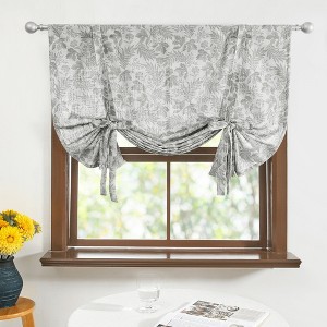 Faux Linen Valance, Phoenix Tail Scroll Grass, Rod Pocket Back Strap, No Tie-Back, Window Decor - 1 of 4