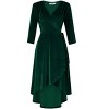 Women's Velvet Deep V Neck 3/4 Sleeve Dress Wrap Tie Waist Elegant Flowy Party Dresses for Wedding Party - 4 of 4