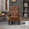 CAVINAS PU Leather Upholstered Accent Chair with Rubber Wood Legs, Modern Armchair with Wide Backrest for Living Room or Bedroom - 2 of 4