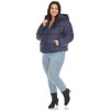 Plus Size Full Front Zip Hooded Bomber Puffer Coat  - White Mark - 4 of 4