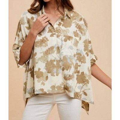 Women's Ruffle Vintage Floral Oversized Blouse - AnnieWear