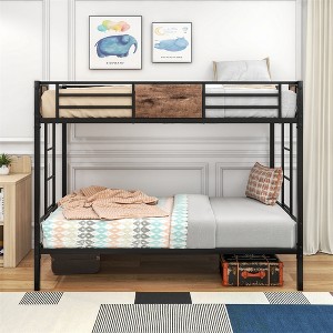 The MDF + Steel Black Metal Bunk Bed is the perfect solution for maximizing space while providing a stylish and sturdy sleeping arrangement. - 1 of 4