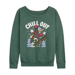 Women's - Disney - Chill Out Lightweight French Terry Wide Neck Long Sleeve Shirt - 1 of 4