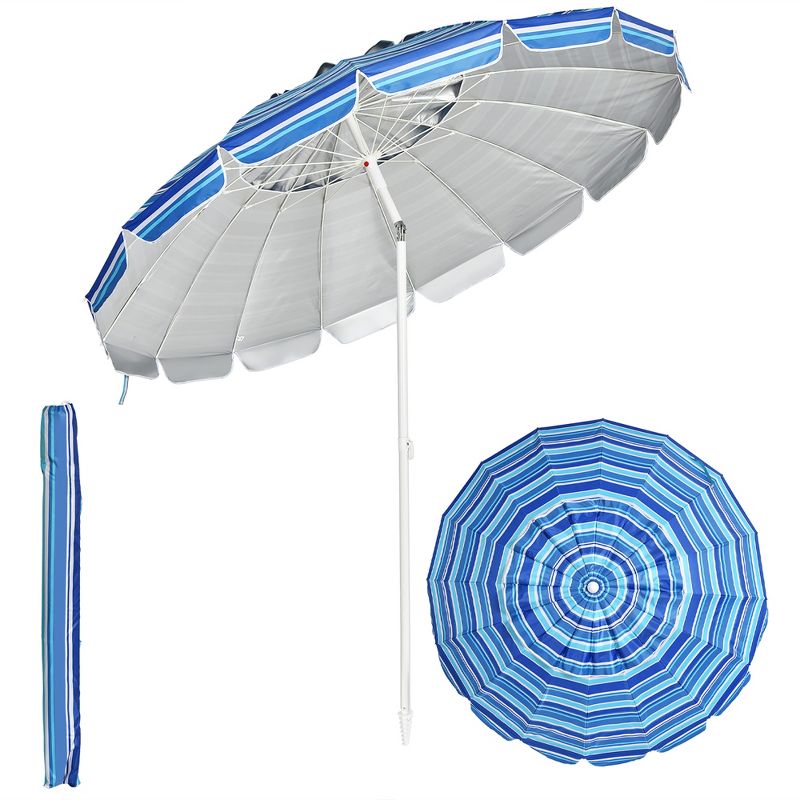 Costway 8 FT Beach Umbrella Outdoor Tilt Sunshade Sand Anchor W/Carry Bag, 1 of 11