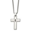 Black Bow Jewelry Men's Stainless Steel and Black Diamond Cross Necklace - 22 Inch - 2 of 4