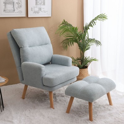 NicBex Accent Chair with Ottoman Set Comfortable Armchair with Wood Legs and Adjustable Backrest Modern Lounge Chair for Living Room