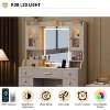 Acekool Vanity Desk with LED Mirror, RGB Cabinets, Charging Station, 6 Drawers, Storage Shelves, Touch Control, for Bedroom and Dressing Room, White - 2 of 4