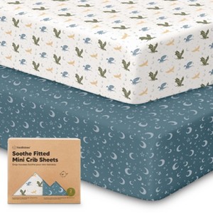 KeaBabies Mini Crib Sheets for Baby Girls, Boys, 2-Pack Soothe Pack and Play Sheets Fitted, Organic Pack N Play Mattress Sheet - 1 of 4