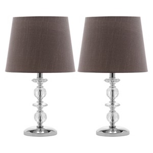 Derry Stacked Crystal Orb Lamp Gray (Set of 2) - Safavieh , Clear/Gray