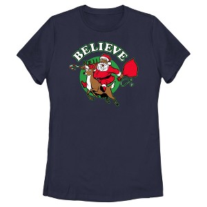 Women's Lost Gods Believe Santa Candy Cane T-Shirt - 1 of 4