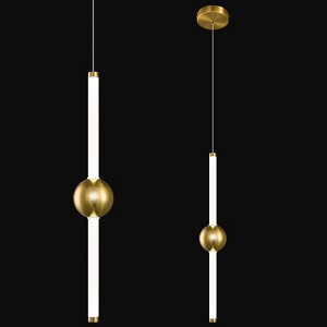 POWLIG 3.93 Inch Modern LED Pendant Light with Dimmable & Height Adjustable Gold Ceiling Fixture - 1 of 4