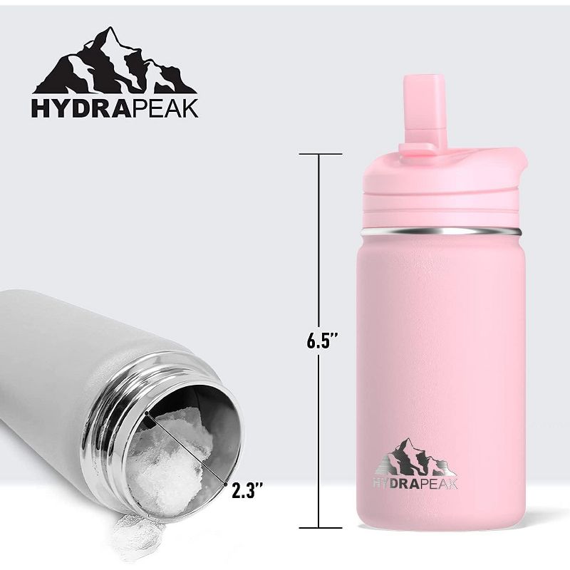 Hydrapeak Mini 14oz Kids Stainless Steel Insulated Water Bottle With Leak Proof Straw Lid, 5 of 11
