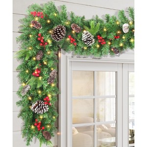 MOEPISY Pre-lit Christmas Garland 9FT with 100 Warm Lights, Classic Garland - 1 of 4