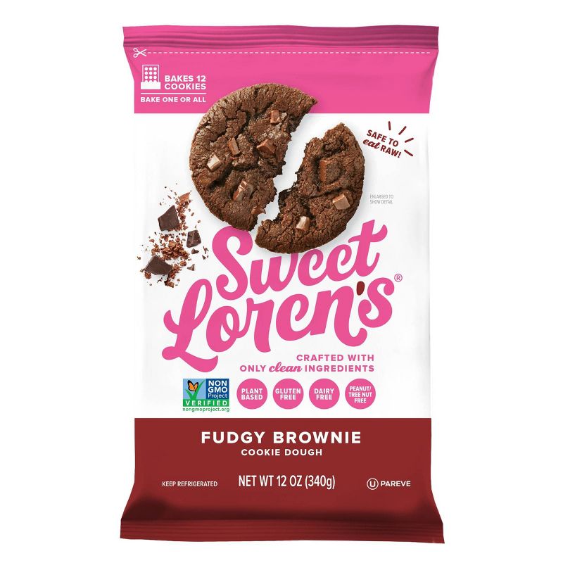 Sweet Loren&#39;s Gluten Free Vegan Fudgy Brownie Cookie Dough - 12oz, 1 of 12