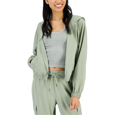 Hippie Rose Womens Seagrass Jacket Hoodie Sweatshirt, Green, Small