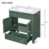 TUYOHW Bathroom Vanity with Ceramic Sink, Solid Wood Frame Bathroom Storage Cabinet with Soft Closing Doors, Green - 3 of 4