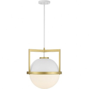 Savoy House Carlysle 1 - Light Pendant in  White/Warm Brass - 1 of 4