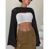 Womens Cropped Sweater Crochet Knit Crop Tops See Through Knit Sweater Beach Cover Ups - 4 of 4