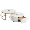 INFURNIC Coffee Tables Modern Round Nesting Coffee Table with Fluted Design and Drawer Chic White and Gold Finish, White, 27.6"*27.6"*15.7" - 4 of 4