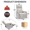 Swivel Rocker Recliner Chair with Heat and Massage, Manual Recliner Chair for Living Room, Fabric Lounge Recliner Chair - Koiai - 4 of 4