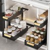 GustoWave Under Sink Storage Kitchen Organisation Carbon Steel 2-Tier Pull-Out Cupboard Organiser Height Adjustable Under Sink Rack - 3 of 4