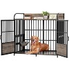 Boersma 41 in Dog Crate Furniture, Medium Dog Kennel Indoor with Adjustable Bowls, Wooden Dog Cage Table Decorative for Small, Medium, Dog, Grey - 2 of 4